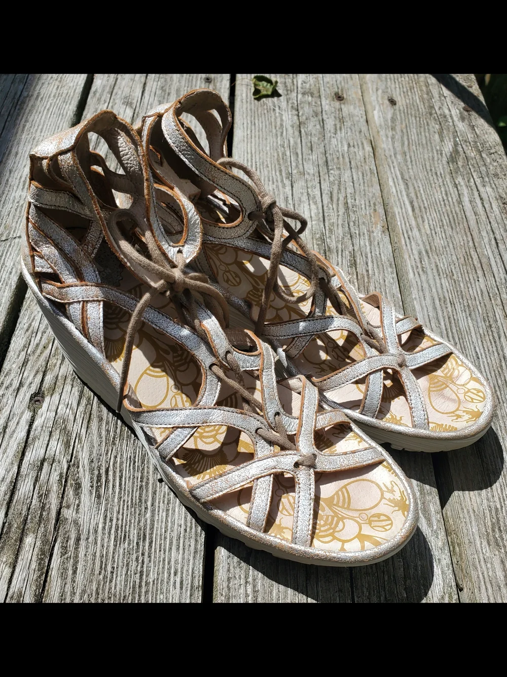 Fly London • Yuke Wedge Heel • Lace Up Gladiator Sandals • Size 41 (10-10.5)